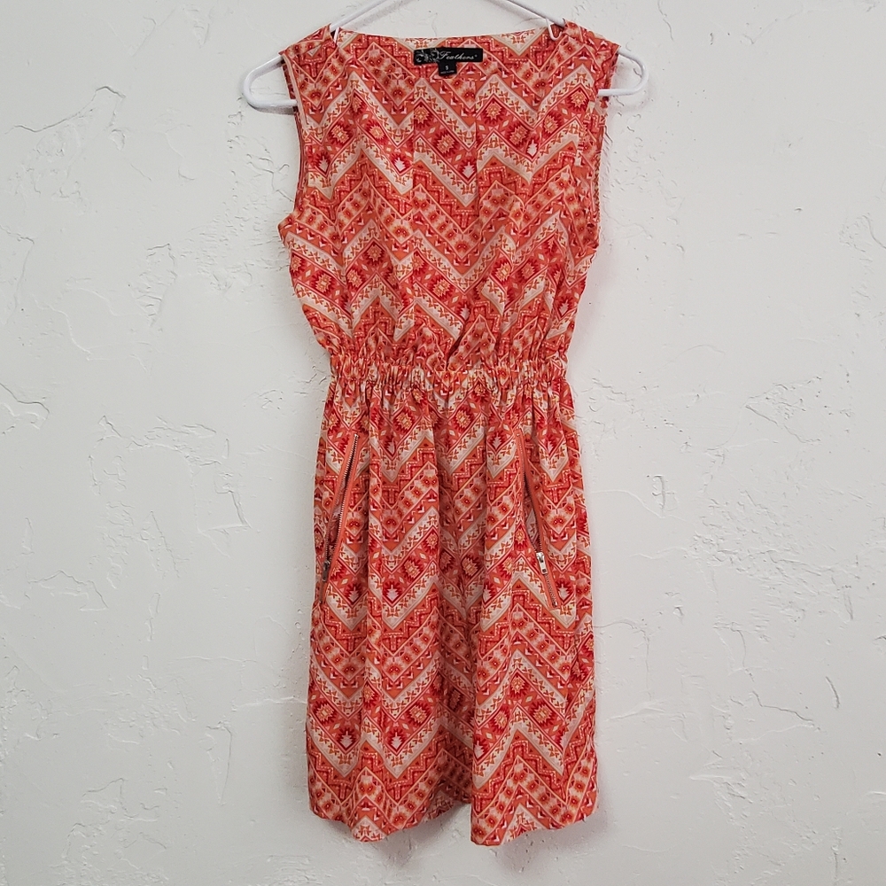Feathers Pink Midi Dress Sz Small